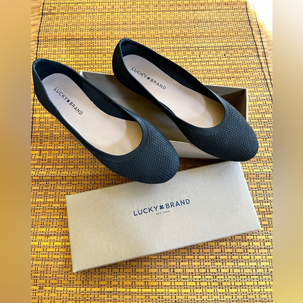 LUCKY BRAND. Ballet Flats. LP-ERIN. Black Knit. 8 1/2 M. VGUC.